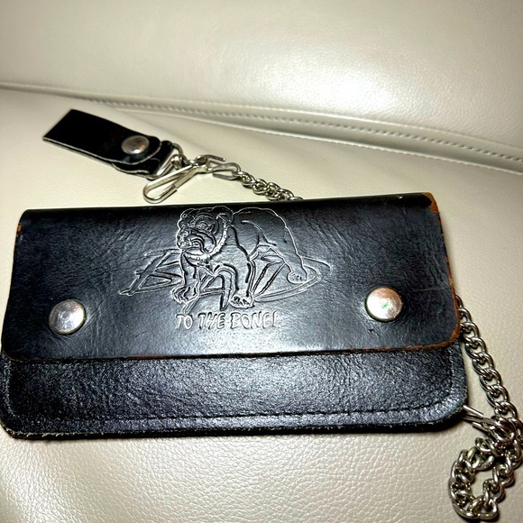 Bulldog Vintage Leather Biker Wallet "Bad to the Bone" - Great Condition - Picture 1 of 8